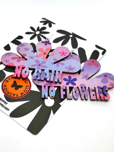 NO RAIN, NO FLOWERS - Purple Floral - Large Size 8.5cm x 10cm