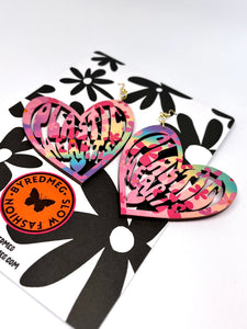 PLASTIC HEARTS - Rainbow Floral - Small Size 8cm x 6cm