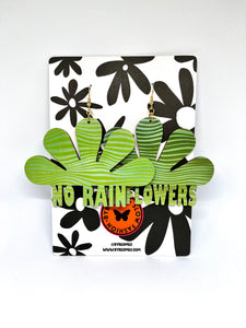 NO RAIN, NO FLOWERS - Green Abstract Stripe - Large Size 8.5cm x 10cm