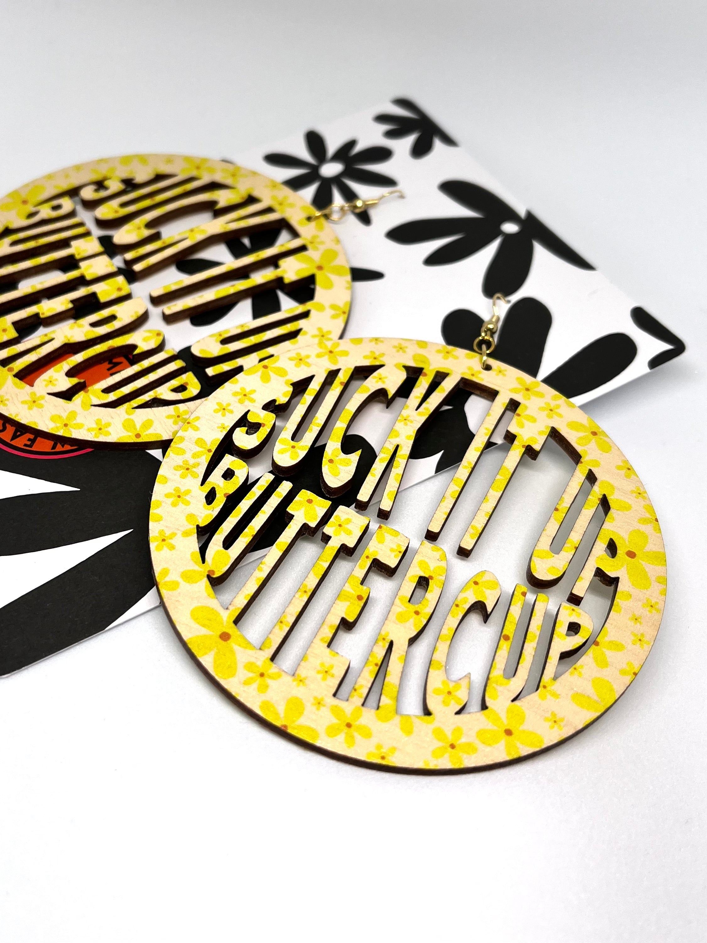 SUCK IT UP BUTTERCUP (ROUND) - Yellow - EXTRA Large Size 11cm x 9cm